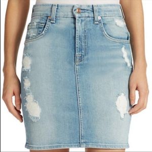 seven for all mankind white denim skirt